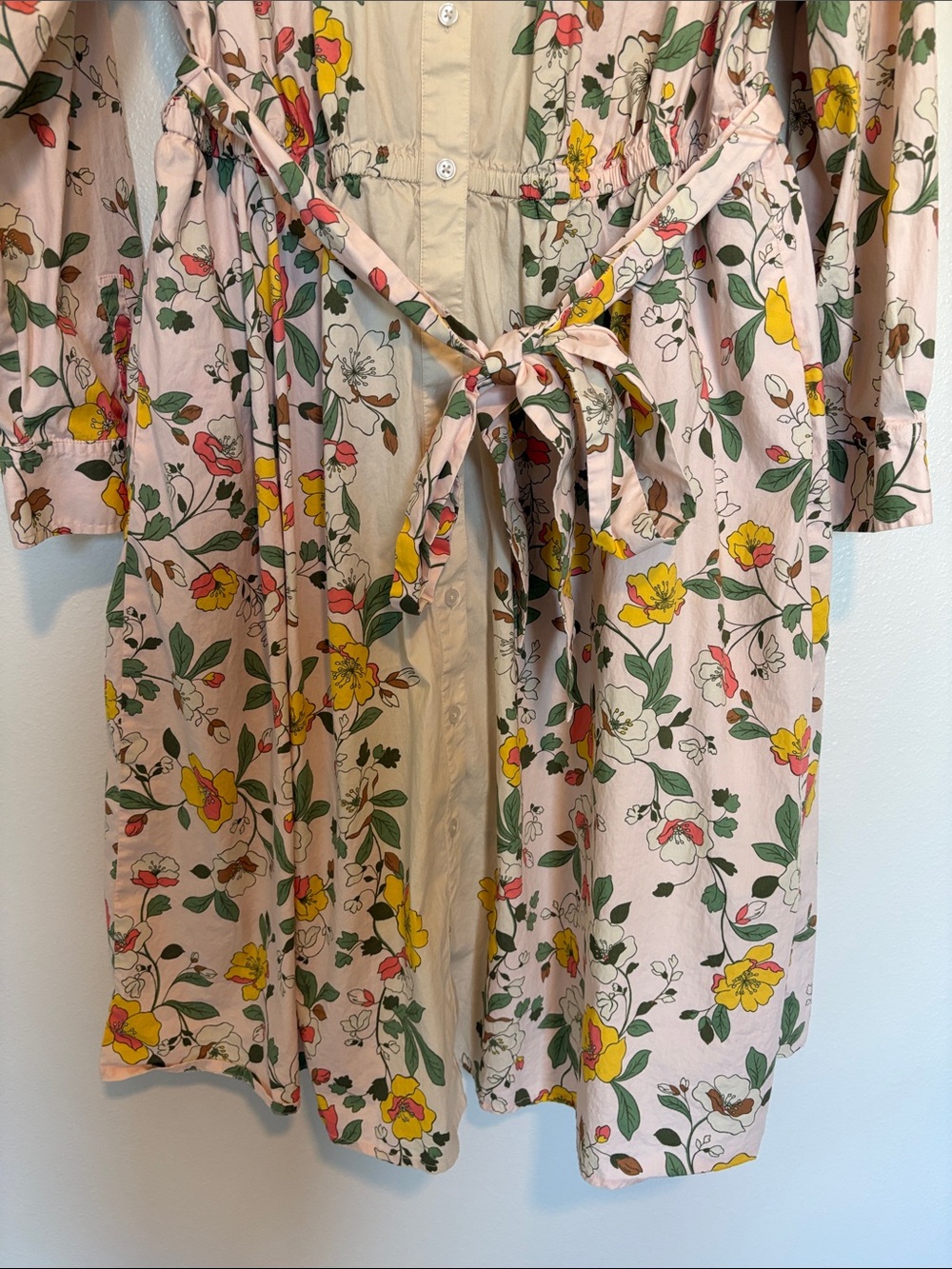 Lane Bryant Cottage Floral Belted Button-Up Shirt Dress Boho Pink 18 - Picture 4 of 8